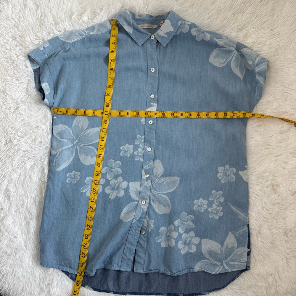 Soft Surroundings Women's Denim-Blue Tencel Chambray Lochlea Tunic Shirt - Picture 9 of 14